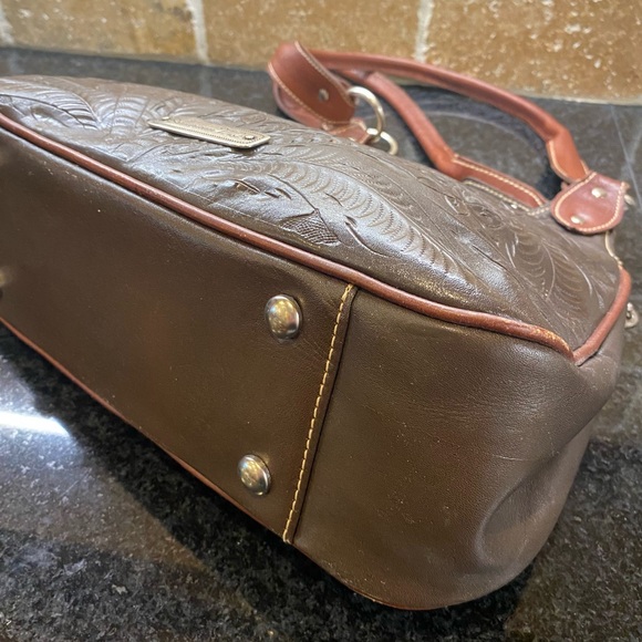 American West Leather Zip Top Tote - Picture 5 of 7